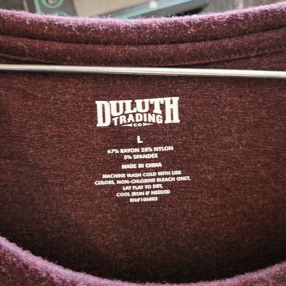 Duluth Trading Co NoGA Classic Dress Large Maroon Long Sleeve Stretchy Pocket - Picture 2 of 10